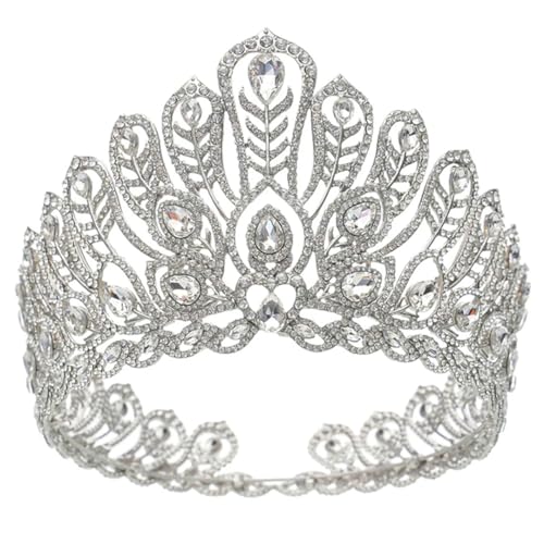 Große Damen-Tiara, Königskönigin, Diadem, Kopfbedeckung mit 11,7 cm Höhe, für Brautkleid oder Abschlussball, Haarschmuck, Tiaras, Metall Große Damen-Tiara, Königskönigin, Diadem, Kopfbedeckung mit 11,7 cm Höhe, für Brautkleid oder Abschlussball, Haarschmuck, Tiaras, Metall von Generisch