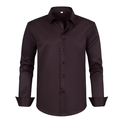 Große Größen Hemd Herren Langarm Stretch Business Bügelfrei Herrenhemd Einfarbig Anzug Hemd Loose Fit Herrenhemden Freizeithemd Outfit Hochzeit von Generisch