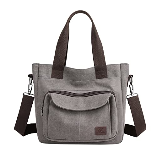 Große Kapazität Damentasche Neue Canvas Handtasche Einfache Schulter Messenger Bag Damen Schultertaschen, grau, Einheitsgröße Große Kapazität Damentasche Neue Canvas Handtasche Einfache Schulter Messenger Bag Damen Schultertaschen, grau, Einheitsgröße von Generisch