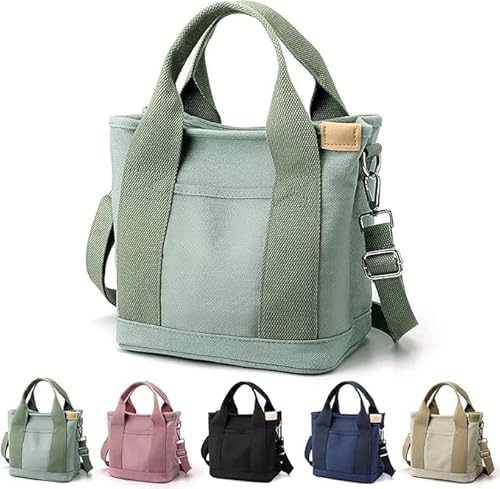 Große Kapazität Multi-Taschen Handtasche, Mehrere Fächer Canvas Umhängetasche mit Reißverschluss, Schultertasche mit vielen Taschen (Grün) von Generisch