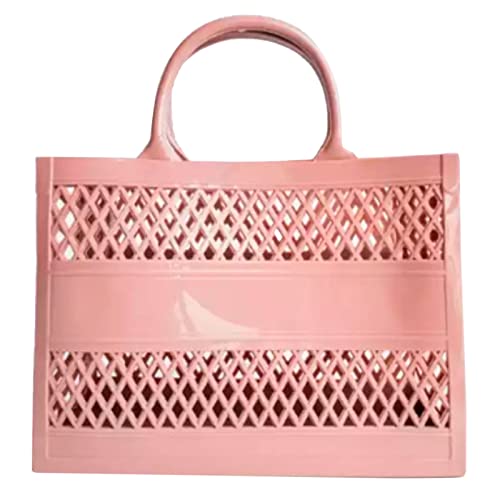 Große Kapazität PVC Einkaufstasche Gummi Silikon Strandtasche Clutch Rot Lack (Rose Gold, One Size) von Generisch