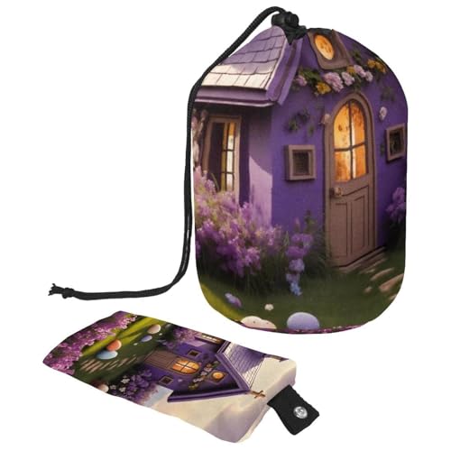 Große Make-up-Tasche für Damen, tragbarer Kulturbeutel, Organizer, Aufbewahrung, violettes Oster-Kreuz-Haus, mehrfarbig, 9.9x6.9in/25.2x17.6cm;6x3.5in/15.2x8.8cm von Generisch