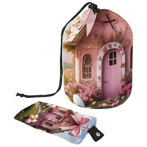 Große Make-up-Tasche für Damen, wasserdicht, Kordelzug, Organizer, Aufbewahrung, rosa Oster-Kreuzhaus, mehrfarbig, 9.9x6.9in/25.2x17.6cm;6x3.5in/15.2x8.8cm von Generisch