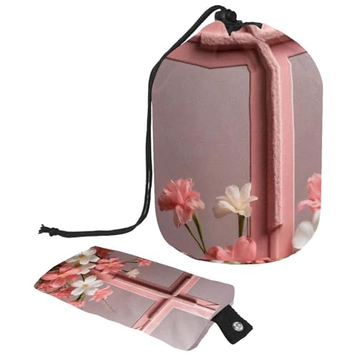 Große Make-up-Tasche für Damen, wasserdicht, Kulturbeutel, Organizer, Aufbewahrung, tragbare Kosmetiktasche, Oster-Rosa Kreuz, mehrfarbig, 9.9x6.9in/25.2x17.6cm;6x3.5in/15.2x8.8cm von Generisch