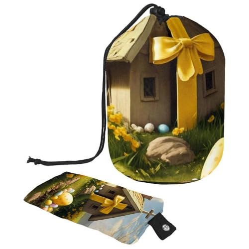 Große Make-up-Tasche für Damen, wasserdicht, Kulturbeutel, faltbar, tragbar, Kosmetiktasche, gelbes Oster-Kreuz-Haus, mehrfarbig, 9.9x6.9in/25.2x17.6cm;6x3.5in/15.2x8.8cm von Generisch