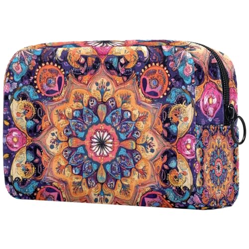 Große Make-up-Tasche im Bohemian-Retro-Stil, mit Reißverschluss, Reise-Kosmetik-Organizer für Damen, multi, 18.5x7.5x13cm/7.3x3x5.1in, Art déco von Generisch