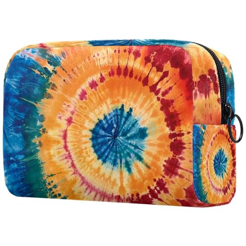 Große Make-up-Tasche mit Batikmuster, Reißverschluss, Reise-Kosmetik-Organizer für Damen, multi, 18.5x7.5x13cm/7.3x3x5.1in, Art déco von Generisch