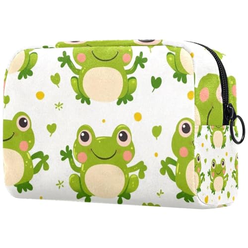 Große Make-up-Tasche mit Frosch und Rosigen Wangen, Reißverschluss, Reise-Kosmetik-Organizer für Damen, multi, 18.5x7.5x13cm/7.3x3x5.1in, Art déco von Generisch