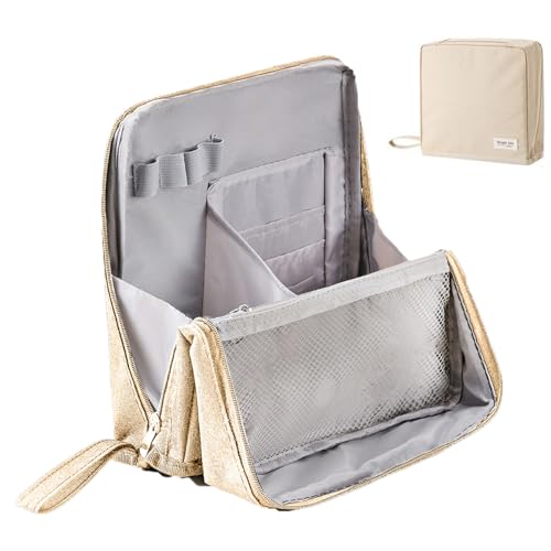 Große Make-up-Tasche mit Organizerfunktion - Steh Kosmetiktasche Reise Make Up Etui | Kosmetikkoffer Tragbar Wasserdicht Organizer Für Damen Mädchen Schreibwaren Toilettenartikel von Generisch