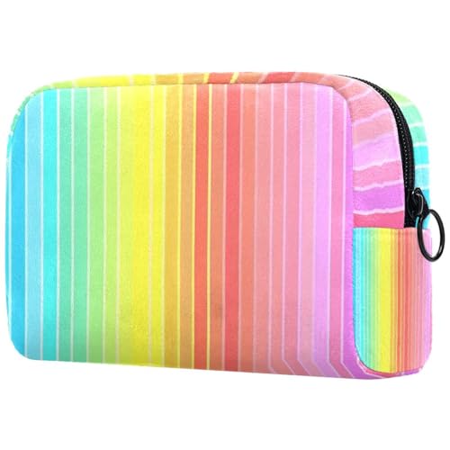Große Make-up-Tasche mit Regenbogen-Muster, mit Reißverschluss, Reise-Kosmetik-Organizer für Damen, multi, 18.5x7.5x13cm/7.3x3x5.1in, Art déco von Generisch