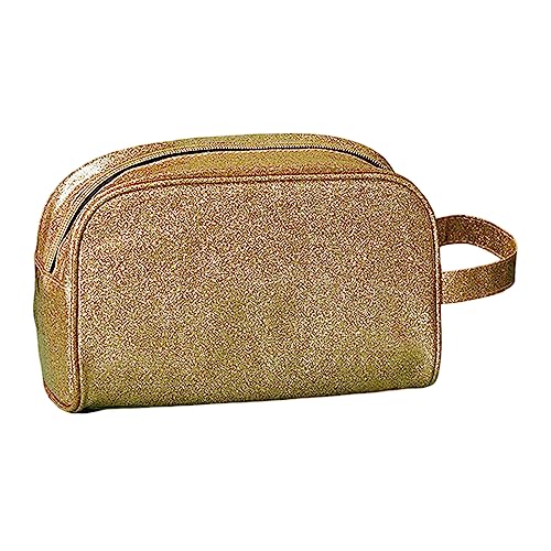 Große Make-up-Tasche mit Reißverschluss, Reise-Kosmetik-Organizer, tragbarer Kulturbeutel, Kulturbeutel, Kulturbeutel für Damen, gold von Generisch