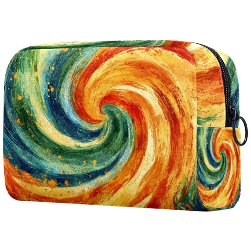 Große Make-up-Tasche mit abstraktem Wirbelmuster, mit Reißverschluss, Reise-Kosmetik-Organizer für Damen, multi, 18.5x7.5x13cm/7.3x3x5.1in, Art déco von Generisch