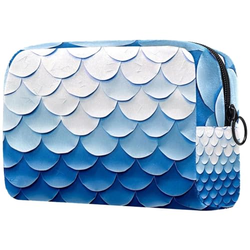 Große Make-up-Tasche mit blauem Farbverlaufsmuster, Reißverschluss, Reise-Kosmetik-Organizer für Damen, multi, 18.5x7.5x13cm/7.3x3x5.1in, Art déco von Generisch