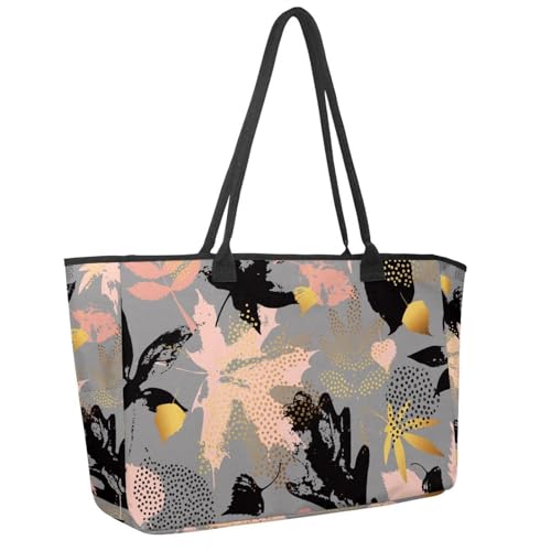 Große Strandtasche für Damen, Kranich- und Blumenmuster, Reisetasche, mit Taschen, wasserdichte Schultertasche, Mehrfarbig 4, 14.5x20.8x5.5in/37x53x14cm Große Strandtasche für Damen, Kranich- und Blumenmuster, Reisetasche, mit Taschen, wasserdichte Schultertasche, Mehrfarbig 4, 14.5x20.8x5.5in/37x53x14cm von Generisch