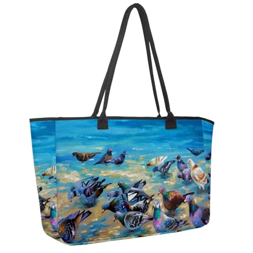 Große Strandtasche für Damen, Planeten über den Nebeln im Weltraum, Reisetasche, mit Taschen, wasserdichte Schultertasche, Mehrfarbig 12, 14.5x20.8x5.5in/37x53x14cm Große Strandtasche für Damen, Planeten über den Nebeln im Weltraum, Reisetasche, mit Taschen, wasserdichte Schultertasche, Mehrfarbig 12, 14.5x20.8x5.5in/37x53x14cm von Generisch