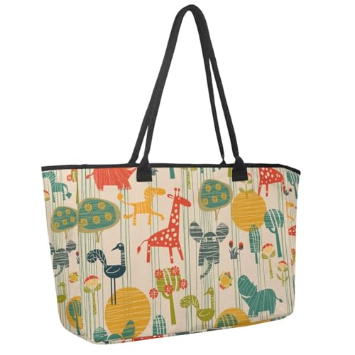 Große Strandtasche für Damen, goldfarbenes Musiknoten-Muster, Reisetasche, mit Taschen, wasserdichte Schultertasche, Mehrfarbig 15, 14.5x20.8x5.5in/37x53x14cm von Generisch