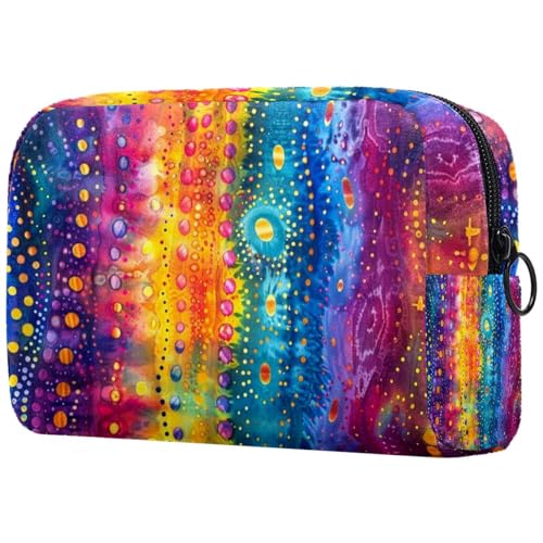 Große farbige Make-up-Tasche mit Reißverschluss, Batik-Muster, Reise-Kosmetik-Organizer für Damen, multi, 18.5x7.5x13cm/7.3x3x5.1in, Art déco von Generisch