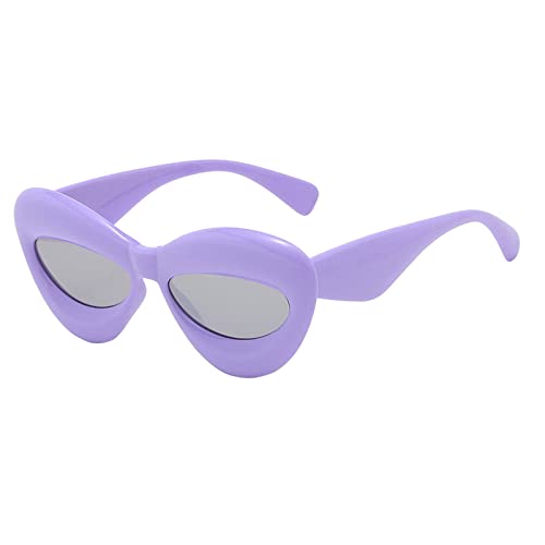 Große runde Damen-Sonnenbrille, Vintage, vielseitig, Cargo-Stil, modisch, Retro, Straßen-Schnapsgläser, PC-Rahmen, exquisit, athletisch, sportlich, leicht, rechteckig, violett, Einheitsgröße von Generisch