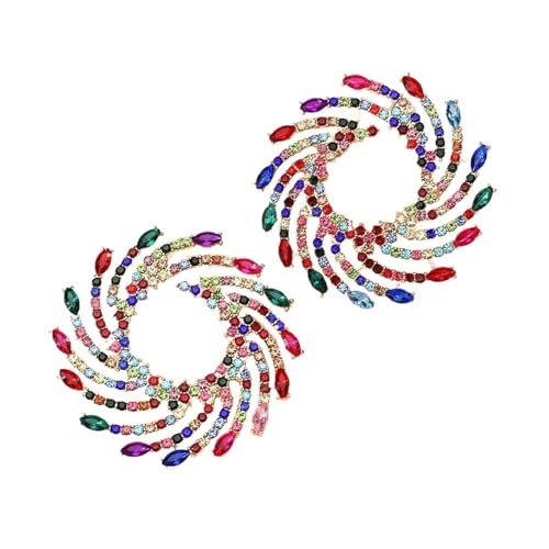 Große runde Kristall-Ohrstecker in Form einer Sonnenblume für Frauen, Ohrring-Zubehör mit ungewöhnlichem Anhänger für Tanzpartys, Einheitsgröße von Generisch