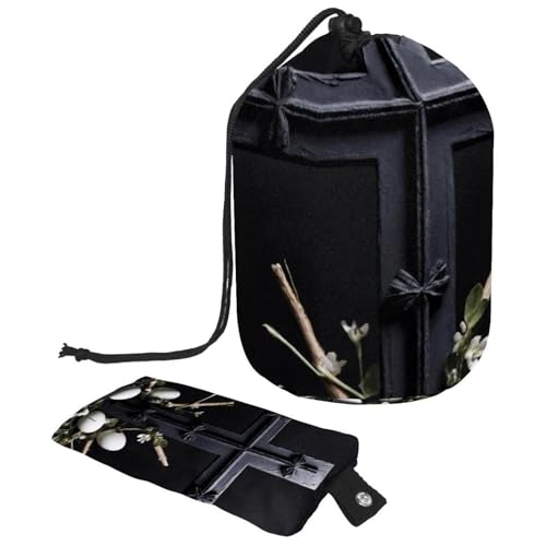 Große wasserdichte Make-up-Tasche für Damen, langlebig und praktisch für den täglichen Gebrauch und Reisen, Ostern schwarzes Kreuz, mehrfarbig, 9.9x6.9in/25.2x17.6cm;6x3.5in/15.2x8.8cm von Generisch