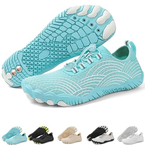 Grounding Shoes with Copper for Men Women, Waterproof Non-Slip Barefoot Hiking & Outdoor Shoes, Quick-Dry, Wide Toe, Orthopedic Comfort for Travel, Beach, & Trail Running (H01-Peacock Blue,44.5) von Generisch