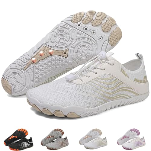 Grounding Shoes with Copper for Men Women, Waterproof Non-Slip Barefoot Hiking & Outdoor Shoes, Quick-Dry, Wide Toe, Orthopedic Comfort for Travel, Beach, & Trail Running (H02-White,41.5) von Generisch