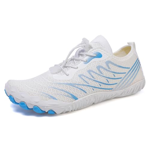 Grounding Shoes with Copper for Women Men,Copper Grounding,Grounded Barefoot Footwear Hike Shoes,Wide Toe Soft Comfortable (906White Blue, Erwachsene, 43, Numerisch, EU Schuhgrößensystem, M) von Generisch