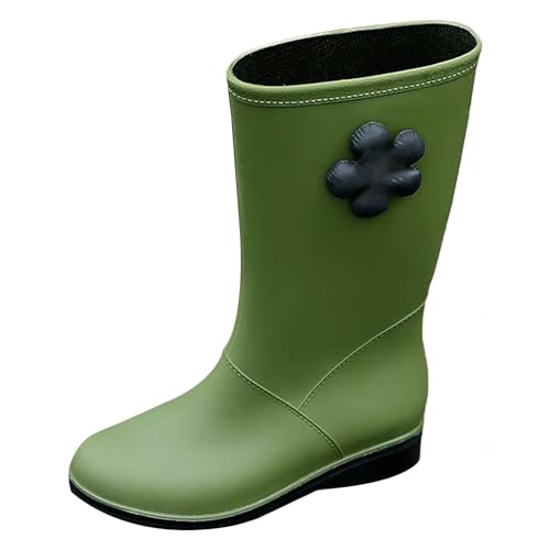 Grüne Gummistiefel Wasserdichte Schuhe Damen Short Rain Boots for Womens Ankle Rainboot Garden Boot Ladies Rubber Outside Work With Comfort Tango Schuhe Damen 40 (Green,36) von Generisch