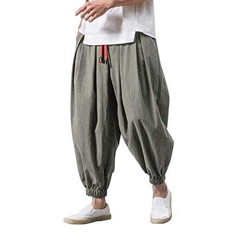 Grüne Leinen Haremshose Herren Japanisch Baggy Weites Bein Freizeithose Lässig Bequeme Leinenhose Casual Yoga Hippies Hose Lockere Leicht Pluderhose Elastischer Bund Sommerhose Pants mit Taschen S M Grüne Leinen Haremshose Herren Japanisch Baggy Weites Bein Freizeithose Lässig Bequeme Leinenhose Casual Yoga Hippies Hose Lockere Leicht Pluderhose Elastischer Bund Sommerhose Pants mit Taschen S M von Generisch
