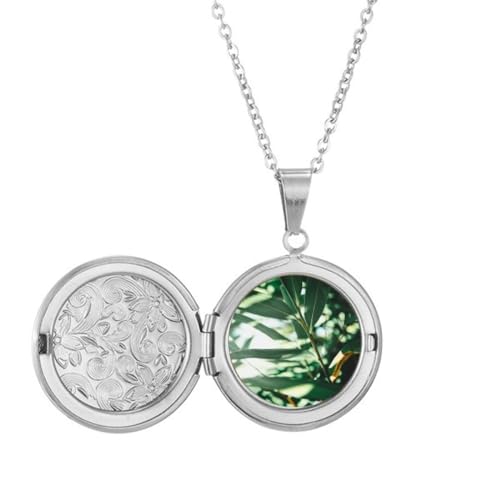 Grüne Natur-Foto-Medaillon-Halskette für Bild, Schmuck, Geburtstagsgeschenk von Generisch