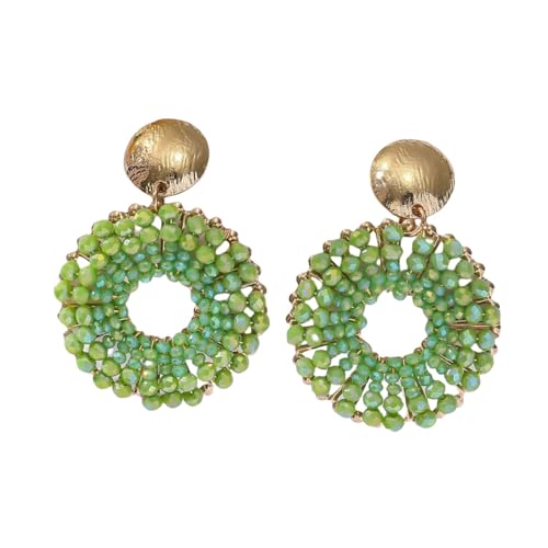 Grüne Ohrhänger für Frauen, Sommerperlen, Hirseperlen, Böhmen, Strandurlaub, Statement Ohrringe, Handgefertigt, Party Strandschmuck von Generisch