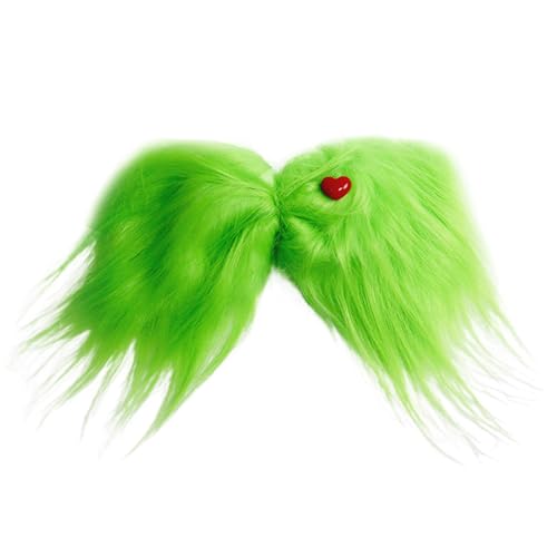 Grüne Schleifen, grüne Haarspangen | Grüner Schleifenclip mit rotem Herz - Christbaumschmuck, festlicher Haarschmuck für das Haarstyling von Generisch
