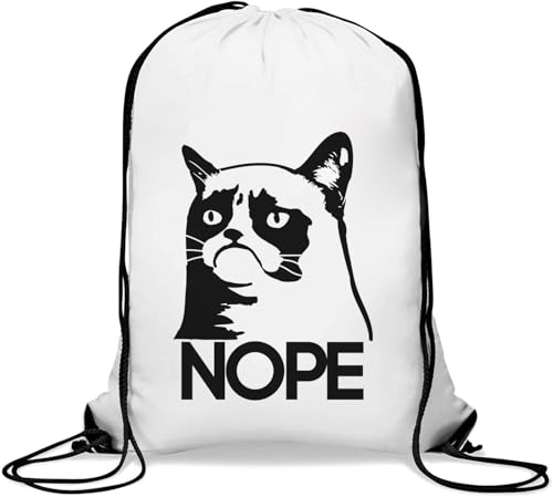Grumpy Cat Angry Nope Turnbeutel mit Kordelzug, Weiß von Generisch