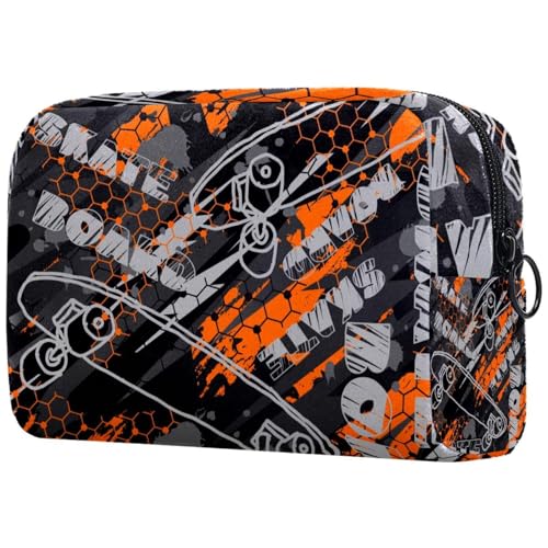 Grunge Skate Board Kosmetiktasche für Damen, Reise-Kulturbeutel, groß, Make-up, praktische Tasche, Organizer-Tasche mit Reißverschluss, multi, 18.5x7.5x13cm/7.3x3x5.1in, Kulturbeutel Grunge Skate Board Kosmetiktasche für Damen, Reise-Kulturbeutel, groß, Make-up, praktische Tasche, Organizer-Tasche mit Reißverschluss, multi, 18.5x7.5x13cm/7.3x3x5.1in, Kulturbeutel von Generisch