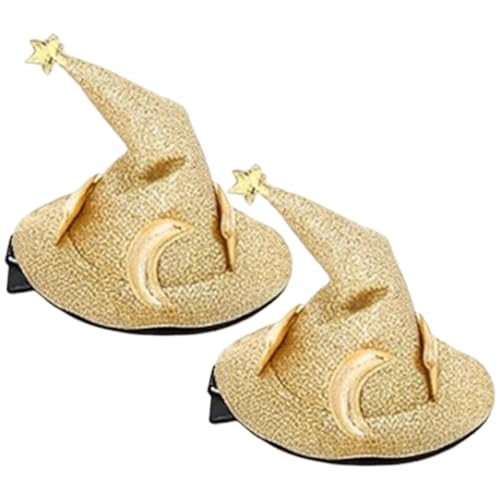 Gruselige Haarnadeln, Zaubererhut Clip | 2 Stück Halloween Zaubererhut Haarspange | Wiederverwendbare glänzende Stern- und Mond-Design-Hut-Haarspange zur Kleidungsdekoration Gruselige Haarnadeln, Zaubererhut Clip | 2 Stück Halloween Zaubererhut Haarspange | Wiederverwendbare glänzende Stern- und Mond-Design-Hut-Haarspange zur Kleidungsdekoration von Generisch