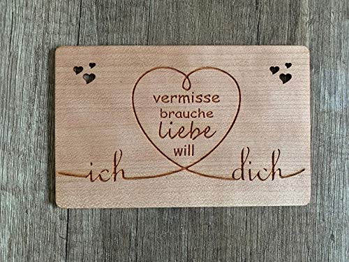 Grußkarte Holz Geschenkkarte Ich Liebe vermisse Brauche Will Dich Karte Herzen Liebe Valentinstag von Generisch