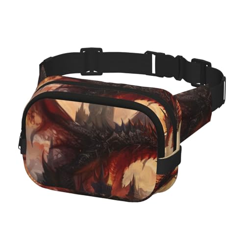 Gürteltasche, Crossbody-Tasche für Herren und Damen, Gürteltasche, Gürteltasche, für Laufen, Wandern, Sport, Drache mit Schloss, mehrfarbig, Einheitsgröße, Geldgürtel von Generisch