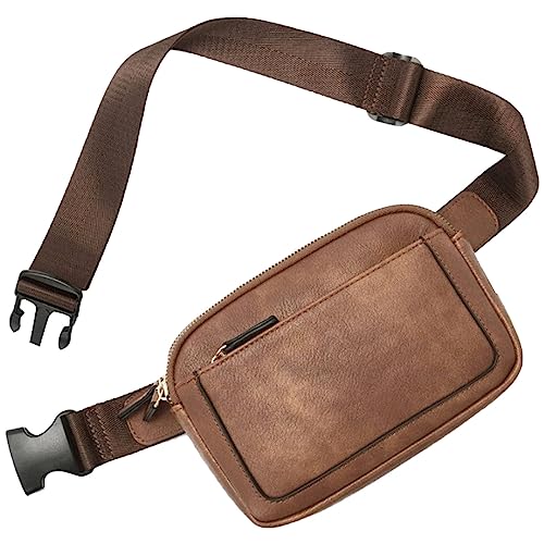 Gürteltasche für Damen überall Crossbody-Hüfttasche, verstellbarer Riemen, veganes Leder, Damen-Fanny-Tasche, Kinder-Wanderrucksack mit Hüftgurt, braun, Einheitsgröße Gürteltasche für Damen überall Crossbody-Hüfttasche, verstellbarer Riemen, veganes Leder, Damen-Fanny-Tasche, Kinder-Wanderrucksack mit Hüftgurt, braun, Einheitsgröße von Generisch