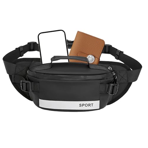 Gürteltasche für Herren, reflektierende Hüfttasche – ergonomische Nylon-Brusttasche mit Reißverschluss für Fitnessstudio, Workout, Pendeln, Urlaub, Schwarz , Refer to description, Unisex Gürteltasche für Herren, reflektierende Hüfttasche – ergonomische Nylon-Brusttasche mit Reißverschluss für Fitnessstudio, Workout, Pendeln, Urlaub, Schwarz , Refer to description, Unisex von Generisch