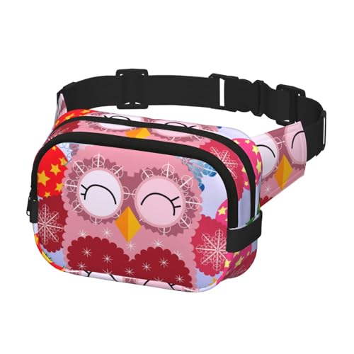 Gürteltasche für Herren und Damen, Gürteltasche, Hüfttasche für Laufen, Wandern, Sport, Weihnachten, niedliche Eule und Glöckchen von Generisch
