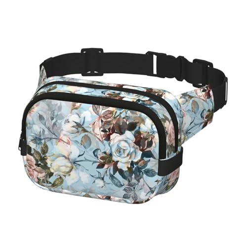 Gürteltasche für Laufen, Damen, Herren, Crossbody-Gürteltasche, Bauchtasche für Reisen, Workout, Wandern, Blumen-Aquarell-Blumen von Generisch