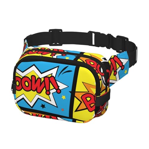 Gürteltasche für Laufen, Damen, Herren, Crossbody-Gürteltasche, Bauchtasche für Reisen, Workout, Wandern, Boom-Comic-Wörter von Generisch