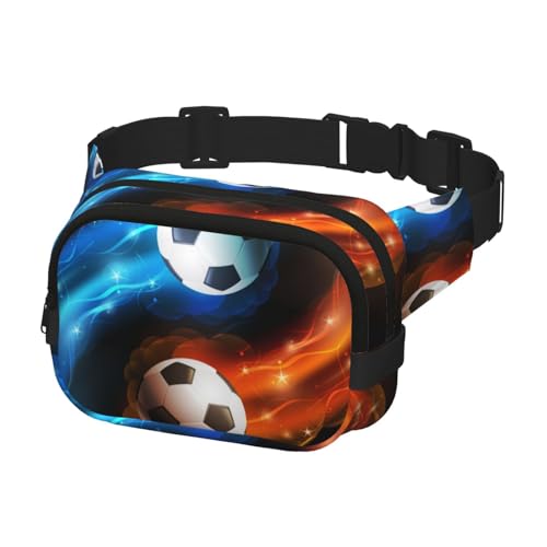 Gürteltasche für Laufen, Damen, Herren, Crossbody-Gürteltasche, Bauchtasche für Reisen, Workout, Wandern, Flaming, Fußball, Fußball von Generisch
