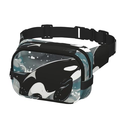 Gürteltasche für Laufen, Damen, Herren, Crossbody-Gürteltasche, Bauchtasche für Reisen, Workout, Wandern, Orca-Springen aus dem Wasser, mehrfarbig, Einheitsgröße, Geldgürtel von Generisch