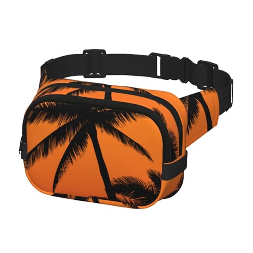 Gürteltasche für Laufen, Damen, Herren, Crossbody-Gürteltasche, Bauchtasche für Reisen, Workout, Wandern, Palme, Sonnenaufgang von Generisch