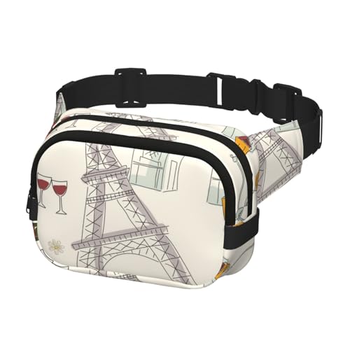 Gürteltasche für Laufen, Damen, Herren, Crossbody-Gürteltasche, Bauchtasche für Reisen, Workout, Wandern, Paris-Symbole von Generisch