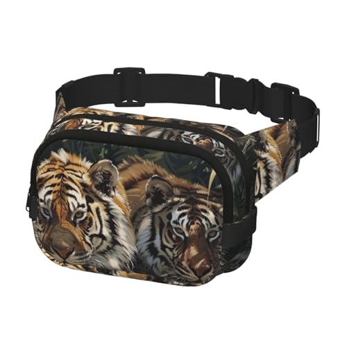 Gürteltasche für Laufen, Damen, Herren, Crossbody-Gürteltasche, Bauchtasche für Reisen, Workout, Wandern, Tiger auf dem Boden liegen, mehrfarbig, Einheitsgröße, Geldgürtel von Generisch