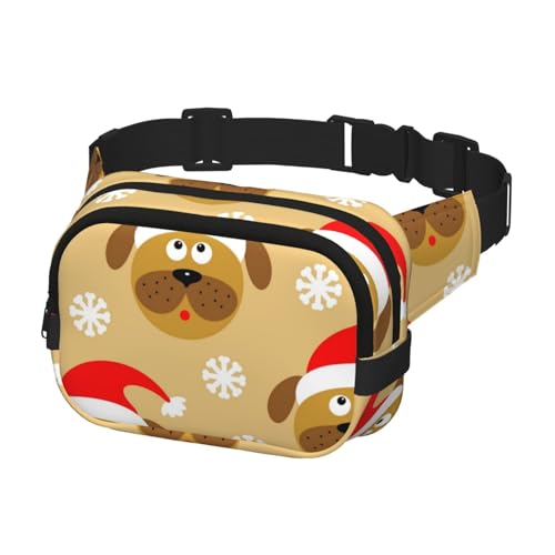 Gürteltasche für Laufen, Damen, Herren, Crossbody-Gürteltasche, Bauchtasche für Reisen, Workout, Wandern, Weihnachtshunde-Muster von Generisch