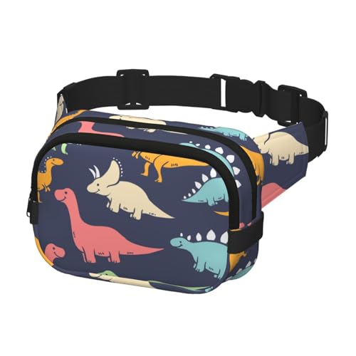 Gürteltasche für Laufen, Damen, Herren, Crossbody-Gürteltasche, Bauchtasche für Reisen, Workout, Wandern, bunte Tiere, niedliche Dinosaurier von Generisch