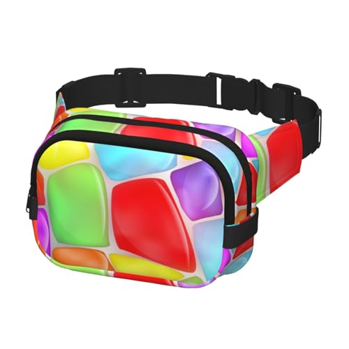 Gürteltasche für Laufen, Damen, Herren, Crossbody-Gürteltasche, Bauchtasche für Reisen, Workout, Wandern, buntes Steinmuster von Generisch